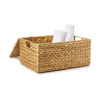 Panier de rangement rectangulaire fabriqué à la main avec poignée jacinthe d'eau tissé pots de fleurs jardinières pour jardin bureau à domicile fabriqué au Vietnam