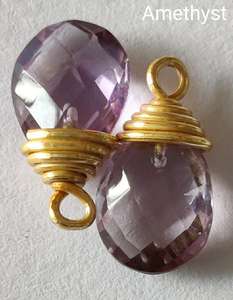 Pendentif Améthyste en argent sterling massif 925 plaqué or 18 carats Pendentif en pierre précieuse noire Bijoux pour femmes - Product Image 1