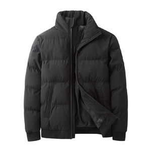 Veste d'hiver de haute qualité pour hommes avec logo personnalisé Tissu léger à col à capuche en duvet rembourré pour temps froid Couleur noire - Product Image 4