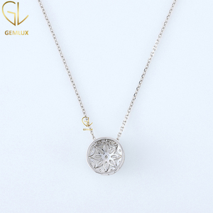 Collar con Halo Floral de Moissanita con Corte Marquesa y Redondo, Diseño Único, Oro de 14K, Estilo Años 30, para Mujer, Regalo de Aniversario - Product Image 3