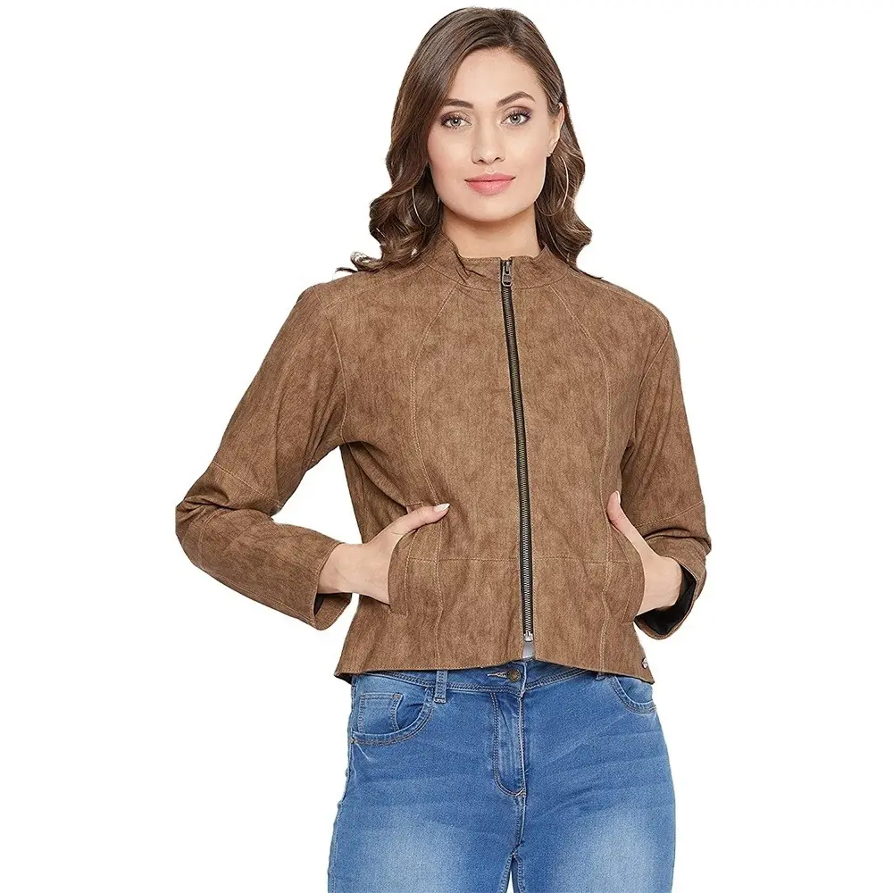 महिला चमड़े की जैकेट के लिए नई डिजाइन जिपर पु जैकेट सर्दियों की जैकेट महिला शेपस्किन चमड़े