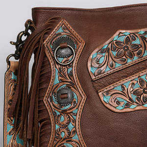 Sac de créateur usiné en cuir de vachette occidental le plus vendu avec un design floral usiné à la main pour les accessoires de luxe pour femmes - Product Image 2