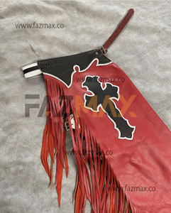 Chaps Western Cowboy faits à la main pour sports de plein air avec franges chaps de course de chevaux en cuir originaux - Product Image 5