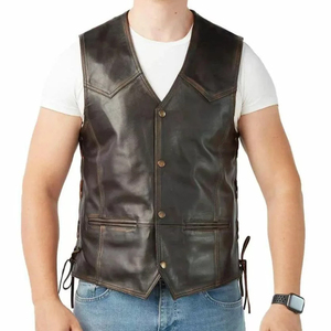 Veste en cuir pour homme, vente en gros, dernière collection d'hiver, en peau de mouton, très demandée, sans manches, respirante, courte, 100% cuir véritable - Product Image 3