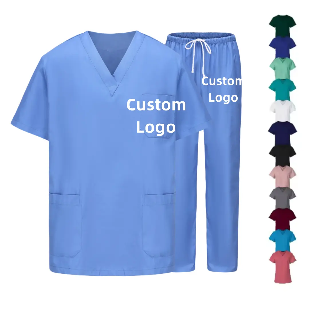 Alta Qualidade Hospital Scrubs Uniformes Conjuntos Poliéster Rayon Spandex Mulheres Scrub Conjuntos Uniformes Enfermagem Médico Scrubs