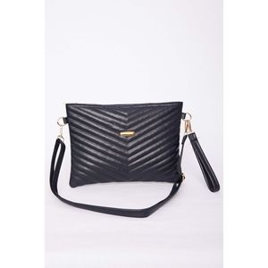 Bolso de mano con cremallera y diseño acolchado azul marino, accesorios de ropa - Product Image 1