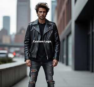 Veste en cuir de mode OEM Fabricant de conception personnalisée Veste en cuir de conception personnalisée de luxe Fabricant de mode - Product Image 3