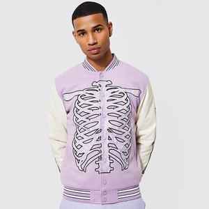 Chaqueta de béisbol bomber OEM para hombre, de invierno, delgada, con cuello alto, logotipo frontal, tela de pana personalizada de alta calidad, que mantiene el calor. - Product Image 4