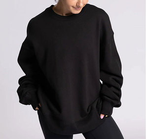 Sudadera de cuello redondo para mujer de algodón orgánico polar de alta calidad con parche bordado de chenilla con apliques personalizados - Product Image 4