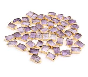 ธรรมชาติหยาบอเมทิสต์รูปสี่เหลี่ยมผืนผ้าสีม่วงCharm DIY Connectorดิบหยาบเครื่องประดับจี้และCharm - Product Image 2