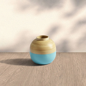 Florero de bambú hilado pintado a mano para detalles de habitación jarrones enrollados pintados a mano de alta calidad en Vietnam - Product Image 4