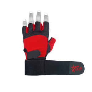 Gants de fitness en cuir demi-doigt pour hommes pour l'entraînement de musculation Gants d'haltérophilie avec support de poignet - Product Image 6