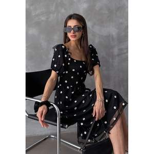 Robe élégante noire à col bateau et bustier Topshow pour femme – Vente en gros - Product Image 5