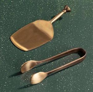 High Quality Handmade Metal Gold Tongs & Spatula <b>Set</b> Manufacture in India At Affordable Price - Product Image 3