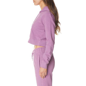 Sweat à capuche vintage en polaire épaisse, taille plus, pour femmes, logo personnalisé, OEM, décontracté, lavage à l'acide, imperméable, court, respirant - Product Image 3