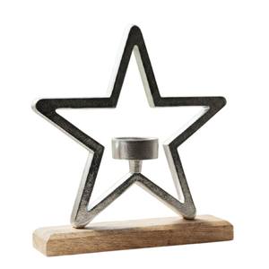 Bougeoir en argent et aluminium fait à la main avec base en bois de manguier, bougeoir moderne pour bougie chauffe-plat, pour la maison, Noël, mariage - Product Image 4