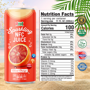 Bajo MOQ Sparkling NFC Blood Orange 330ml Zumo de fruta-0g Azúcar añadido, Muestra gratis Etiqueta privada Precio al por mayor OEM ODM - Product Image 4