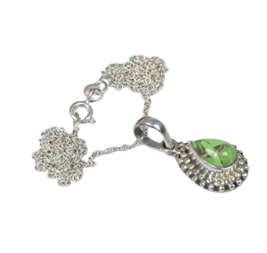 Pendentif en pierre précieuse turquoise verte en gros pendentif en argent sterling 925 avec pendentif en argent 925 timbre - Product Image 1