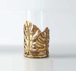 Porte-bougie en verre finition dorée fait main d'Inde, design exceptionnel pour la décoration de la maison et l'éclairage par les bougies - Product Image 1