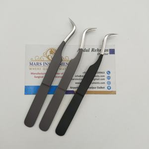 Pinzas de pestañas de nanofibra de acero inoxidable curvadas con etiqueta privada con logotipo personalizado profesional para pestañas postizas de volumen - Product Image 6