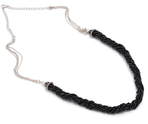 Collar de Cuentas de Moissanita Negra de Plata de Ley 925, Cadena Hecha a Mano - Product Image 3