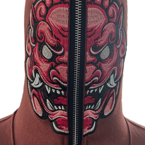 Nouveau design de veste personnalisée à imprimé bouffant pour hommes sweat à capuche zippé avec visage intégral sweats à capuche imprimés en mousse avec broderie à capuche - Product Image 3