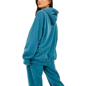 Survêtement d'hiver décontracté de deux pièces en coton délavé à l'acide de grande taille écologique et solide unisexe - Product Image 6