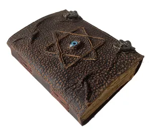 Hocus Pocus咒语书道具礼物万圣节装饰品装饰复古皮革日记眼与五角星笔记本