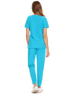 Conjuntos de uniformes de hospital personalizados de Enfermería de verano de color único decente, cuello alto, manga corta - Product Image 2