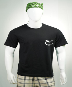 T-shirt noir à col en O personnalisé pour hommes, motif solide biologique lourd, 100% coton, logo de sérigraphie tricoté uni de grande taille - Product Image 1