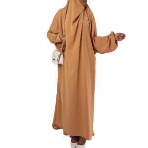 Abayas jilbab à manches longues de couleur unie, vêtements de style musulman, vente en gros, 2 pièces, nouvelle collection 2022 - Product Image 6