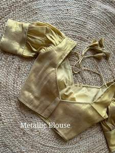 Blouses en soie South Original avec crochet au dos et col en V manches bouffantes vêtements indiens et pakistanais - Product Image 4