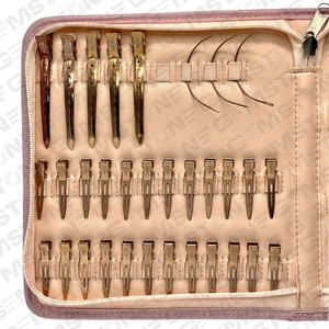 GEMSTONE ENTERPRISES Rose Gold Stainless Steel Hair Extension Tool Kit Model 24 Durable Reusable Two-Plier Clamps 2-Hole <b>Needle</b> - Product Image 3