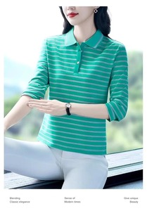 Top a rayas de punto para mujer versátil y de moda con mangas largas Fácil de combinar Estilo informal simple - Product Image 4