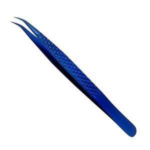 Pinzas de pestañas de acero inoxidable de alta calidad Logotipo personalizado gratis, agarre de diamante, punta de fibra de 90 grados para Volumen de pestañas - Product Image 6
