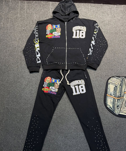 Conjuntos Deportivos de Invierno para Hombre, Corte Cuadrado, Alta Calidad, Totalmente Bordados, Transpirables, Estilo Urbano, Felpa, Pedrería, OEM - Product Image 1