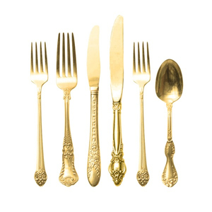 Vintage Design Wholesale High Quality Cutlery Stainless Steel Silverware Metal Flatware Set <b>for</b> Western Market - Product Image 2