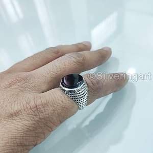 แหวนผู้ชายขายส่งมาใหม่พลอยโอนิกซ์สีดำธรรมชาติ December birthstone เครื่องประดับออกแบบอาหรับเครื่องประดับแหวนเงินสเตอร์ลิง925 - Product Image 5