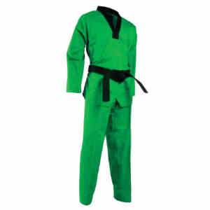 Ensemble d'uniformes de Taekwondo vert à manches longues et col en V, vente chaude, broderie, uniforme d'arts martiaux, kimono de Jiu Jitsu - Product Image 2