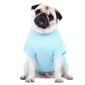 เสื้อยืดสุนัขสีฟ้า เสื้อยืดสัตว์เลี้ยงผ้าฝ้ายสีทึบสดใส เสื้อผ้าสุนัขน้ำหนักเบาสวมใส่สบายสำหรับใช้ในชีวิตประจำวัน - Product Image 1