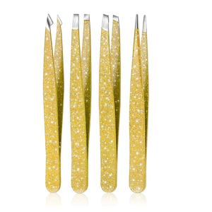 Venta al por mayor de juegos de pinzas de belleza punta inclinada de acero alemán maquillaje pinzas para dar forma a las cejas Kit con estuche de cuero herramientas de belleza - Product Image 5