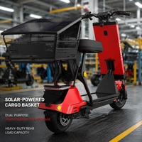 Moto électrique solaire avec siège, moteur brushless 500W, batterie LiFePO4 48V, longue autonomie, pneus larges, trottinette électrique cargo pour adulte