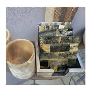 Hermoso juego de posavasos de cuerno de búfalo de 4 utilizado para servir té y café en restaurante y hogar a bajo precio - Product Image 5