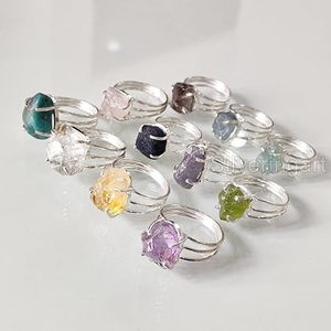 Bague pour femme en pierre brute, turquoise naturelle, tourmaline, aquamarine, pierre précieuse, bijoux statement, bague en argent sterling 925 - Product Image 4