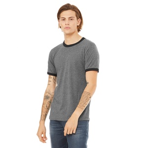 T-shirt blanc Ringer Coupe au détail à coutures latérales Reliure de la sonnerie contrastée sur les manches et l'encolure Sonnerie en jersey T-shirt respirant - Product Image 4