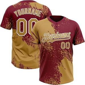 Maillot de baseball professionnel personnalisé séchage rapide Logo personnalisé pas cher 100% Polyester imprimé bouton strié maillot de baseball sublimé - Product Image 1