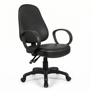 Ergonomic PU Leather Office Chair with Fixed Armrests Swivel Base for Home Office Use - Product Image 1