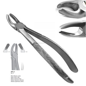 คีมถอนฟันแบบแมนนวล WORLD PRECISION SURGICAL รุ่น Fig 17 WPS-17 ทำจากสแตนเลสสตีล สามารถนึ่งฆ่าเชื้อได้ สำหรับฟันกรามบนขวา - Product Image 3