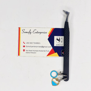 Pince à cils avec logo personnalisé de marque privée avec breloques Volume Extension de cils Pince à épiler en acier inoxydable Pointe en fibre plate - Product Image 5