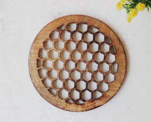 Set of 2 Wooden Honeycomb Trivet for Hot Dishes Plates & Pots Holder Hot Pad for <b>Kitchen</b> & Dining Table Decor <b>Cookware</b> Heat - Product Image 3